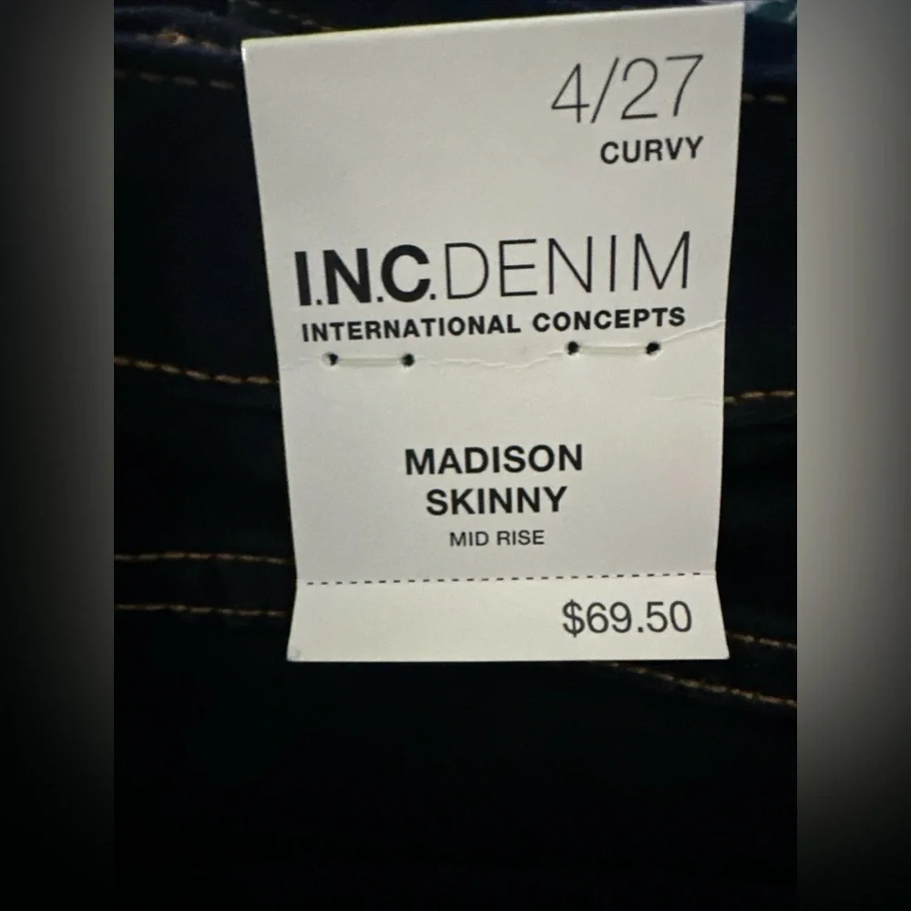INC Denim Mid-Rise Madison Skinny Jean Tikglo Wash NWT size 4 / 27 - Picture 2 of 4